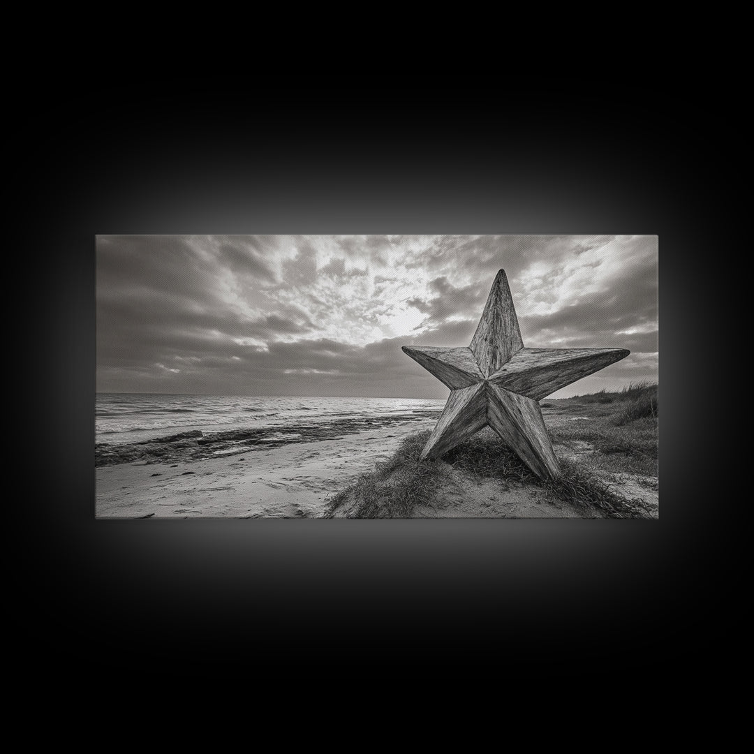 Beach Star, Weathered Wood, Coastal Symbol, Canvas Print, Rustic Seaside Wall Art, Fall Decor, Entryway Or Nautical Living Room Style