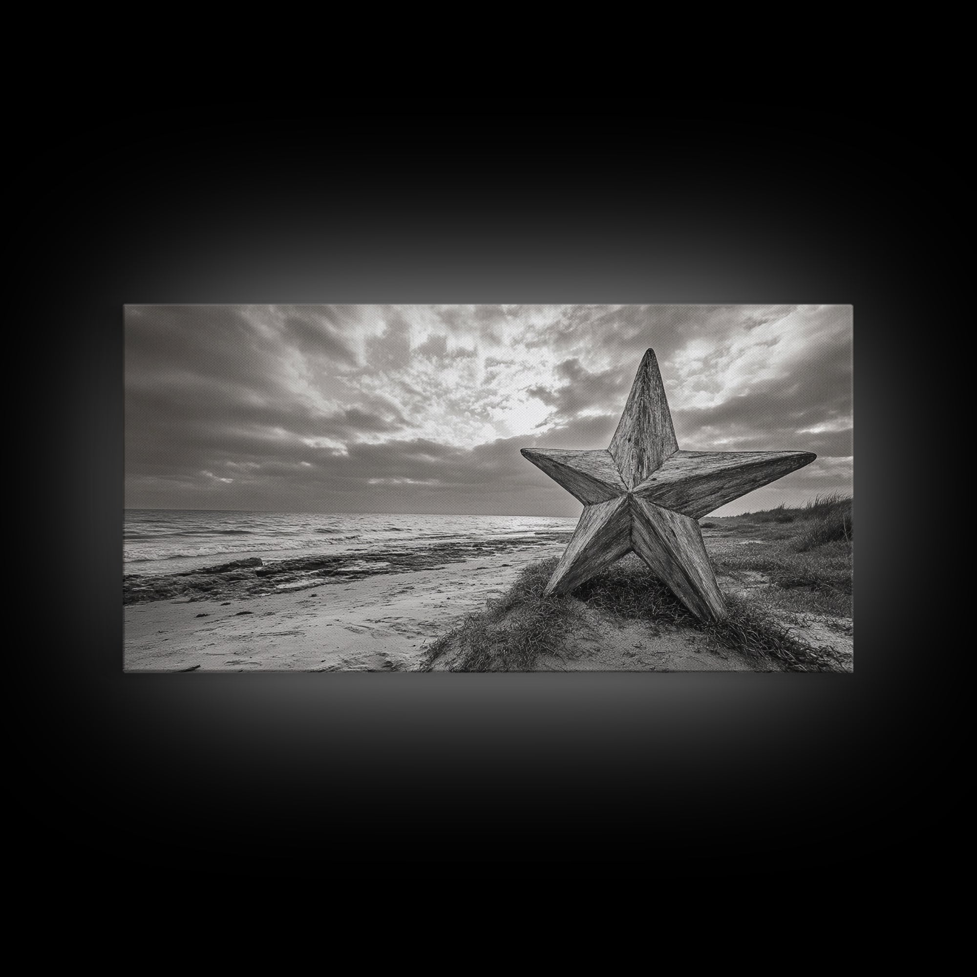 Beach Star, Weathered Wood, Coastal Symbol, Canvas Print, Rustic Seaside Wall Art, Fall Decor, Entryway Or Nautical Living Room Style
