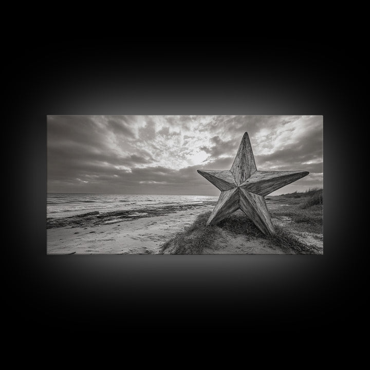 Beach Star, Weathered Wood, Coastal Symbol, Canvas Print, Rustic Seaside Wall Art, Fall Decor, Entryway Or Nautical Living Room Style