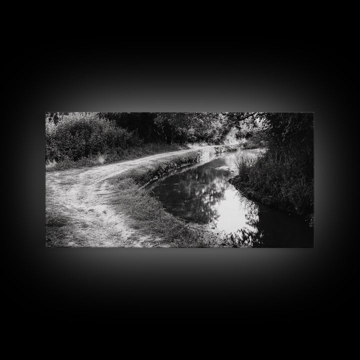 River Bend Trail, Peaceful Water Path, Tranquil Forest Landscape, Nature-Inspired Rustic Decor, Autumn Wall Art, Canvas Print