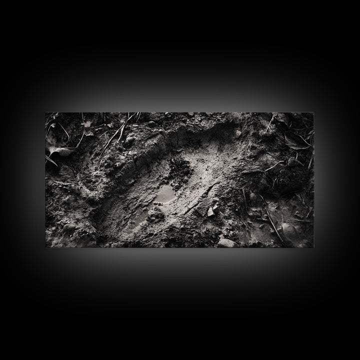 Animal Track Print, Nature Scene, Forest Ground, Autumn Photography, Framed Canvas Print, Rustic Cabin Wall Art, Earth Tone Decor