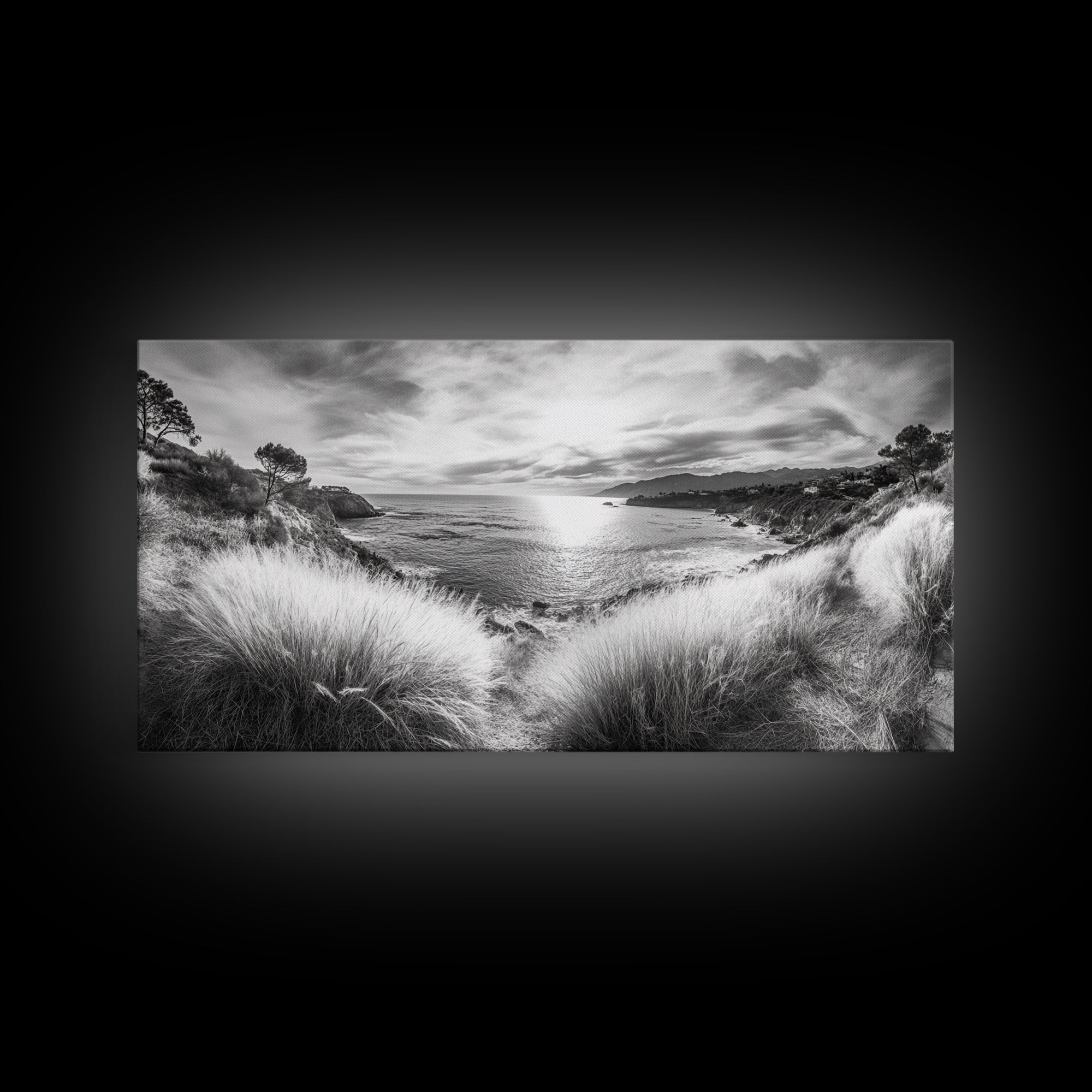 Coastal Bluff Sunset, Seaside Horizon View, Beach Landscape Scene, Serene Decor, Canvas Print, Living Room or Hallway Wall Art