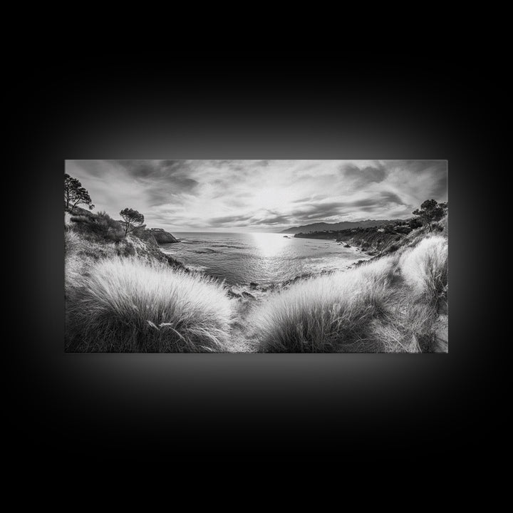 Coastal Bluff Sunset, Seaside Horizon View, Beach Landscape Scene, Serene Decor, Canvas Print, Living Room or Hallway Wall Art