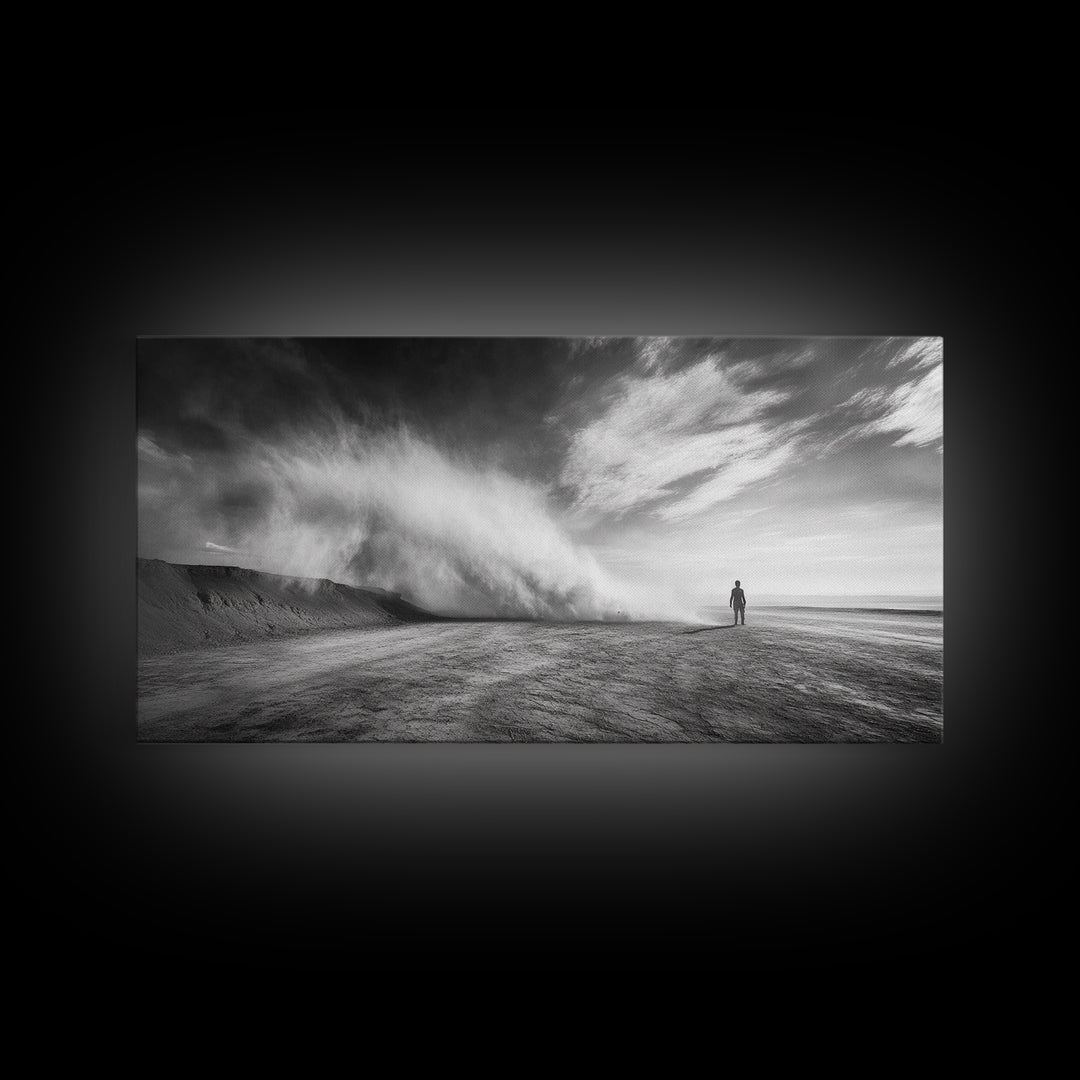 Desert Storm, Solitude Photography, Dramatic Landscape Art, Wind and Sand Scene, Canvas Print, Modern Living Room or Office Wall Art