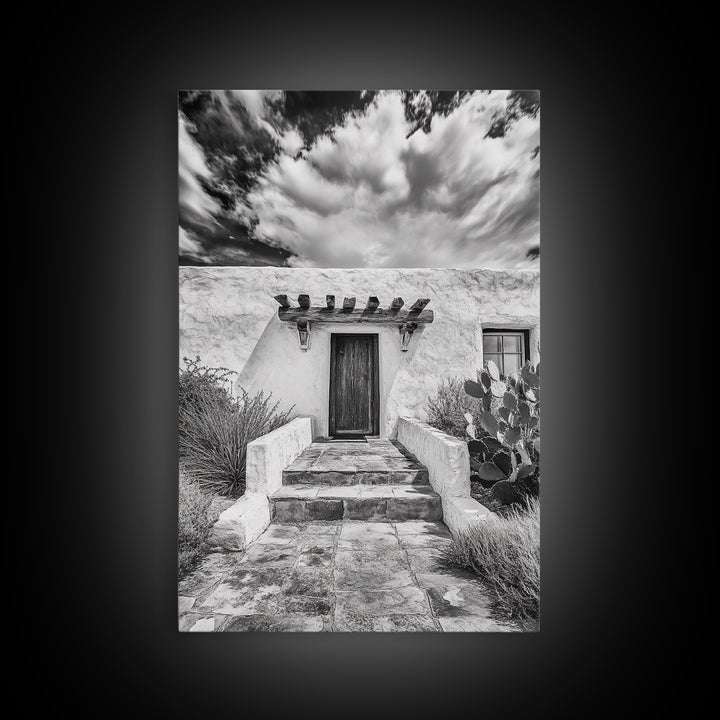 Desert Doorway, Rustic Adobe, Southwestern Style, Framed Canvas Print, Entryway Art, Neutral Wall Art, Minimalist Home Decor