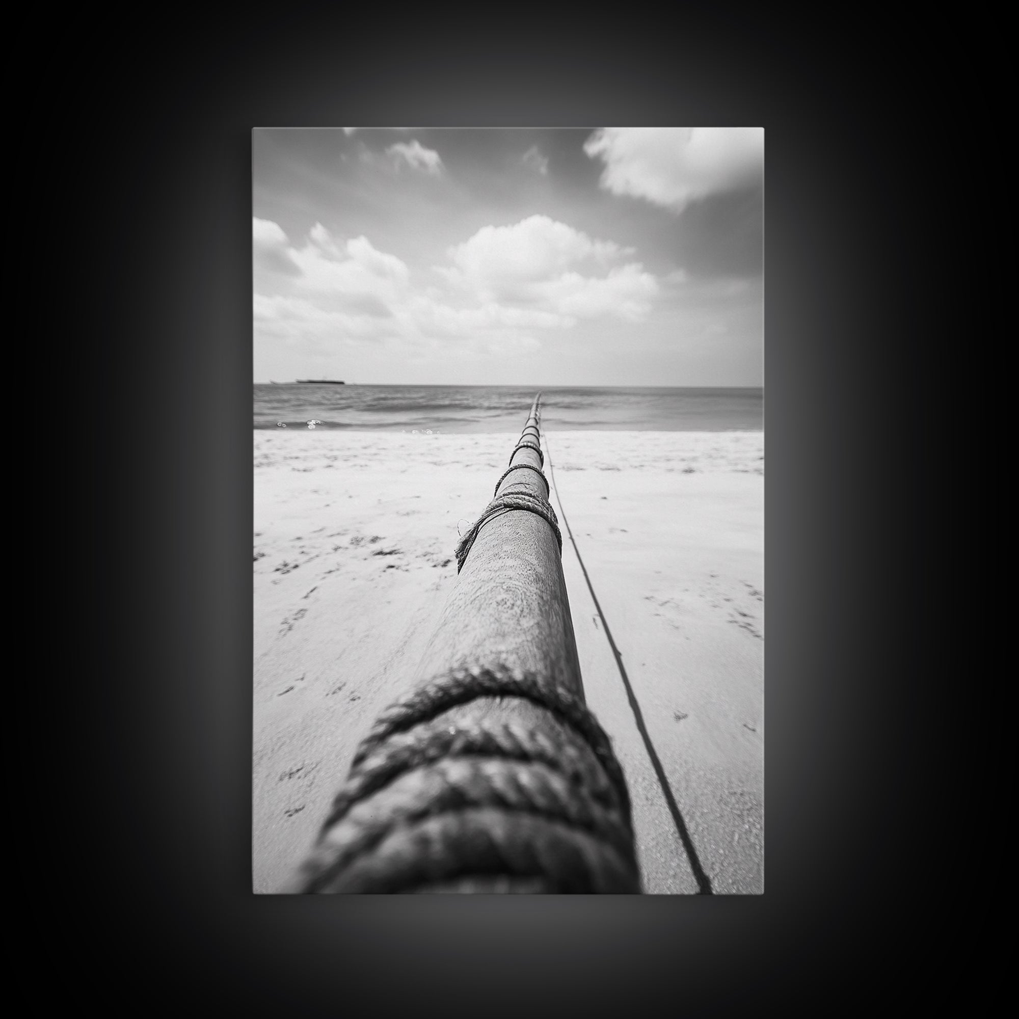 Nautical Rope, Ocean Line, Endless Beach, Maritime Horizon, Canvas Print, Minimalist Wall Art, Modern Coastal Decor, Entryway Beach Art