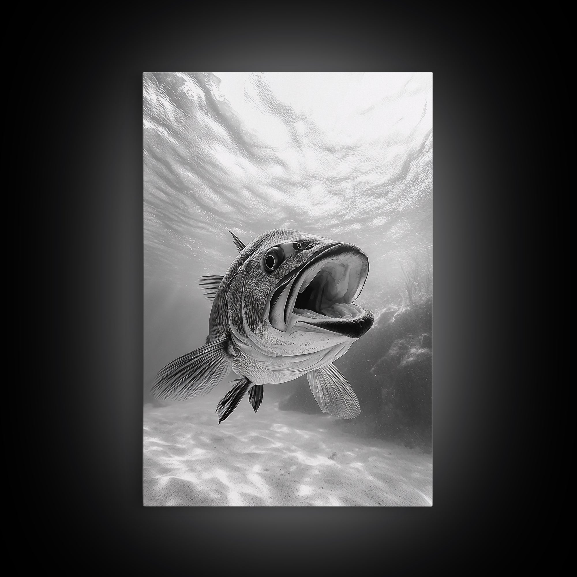 Underwater Fish, Ocean Predator, Aquatic Wildlife, Canvas Print, Bathroom Wall Art, Coastal Nautical Decor, Marine Photography