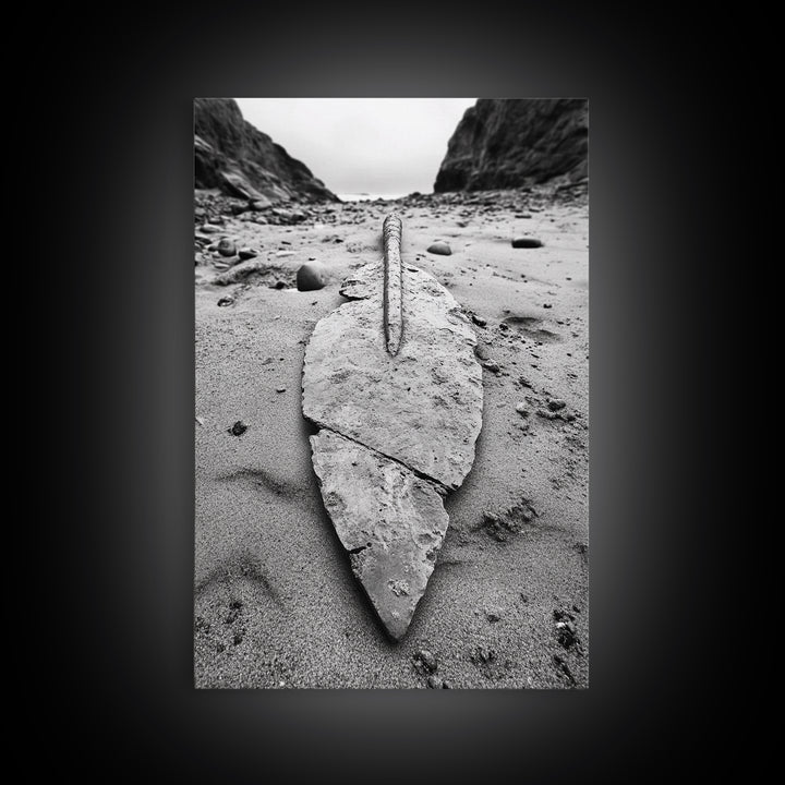Fossil Rock Shore, Beach Minimalism, Sand Texture Art, Canvas Print, Coastal Wall Art, Natural History Decor, Abstract Earthy Art