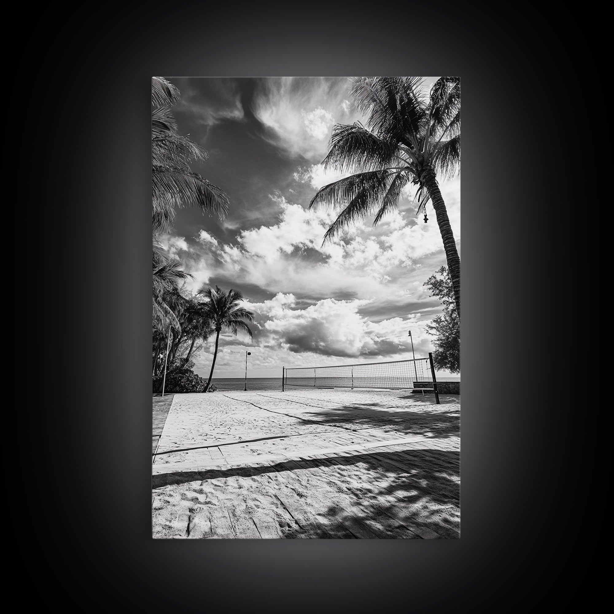 Beach Volleyball, Palm Trees, Island Sport, Canvas Print, Tropical Wall Art, Game Room Decor, Coastal Fitness Photography