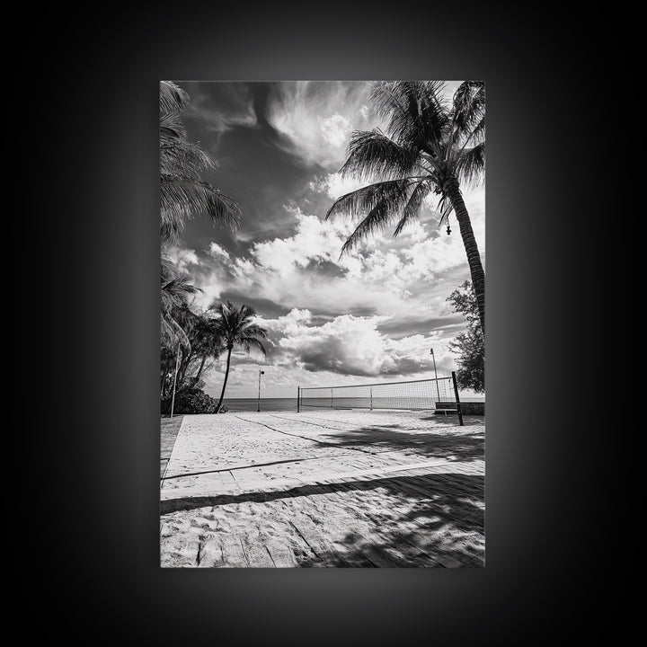 Beach Volleyball, Palm Trees, Island Sport, Canvas Print, Tropical Wall Art, Game Room Decor, Coastal Fitness Photography