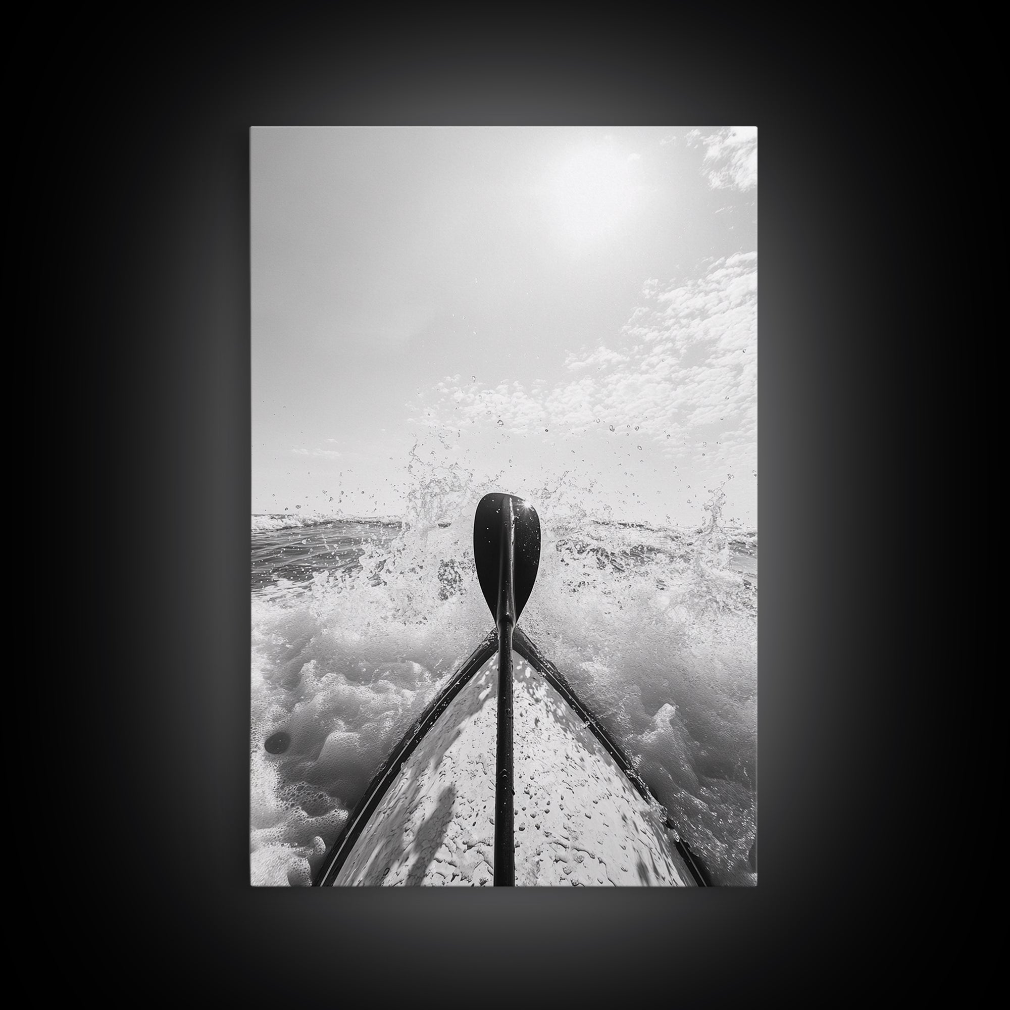 Kayak Splash, Adventure Paddle, Ocean Journey, Water Sports Art, Canvas Print, Office Wall Art, Outdoor Enthusiast Gift, boho wall decor