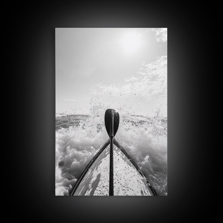 Kayak Splash, Adventure Paddle, Ocean Journey, Water Sports Art, Canvas Print, Office Wall Art, Outdoor Enthusiast Gift, boho wall decor