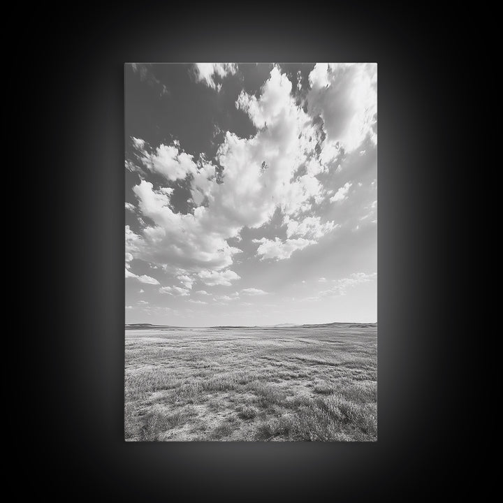 Open Sky, Serene Plains, Summer Day, Canvas Print, minimalist landscape art, farmhouse decor, bedroom wall art, neutral tones