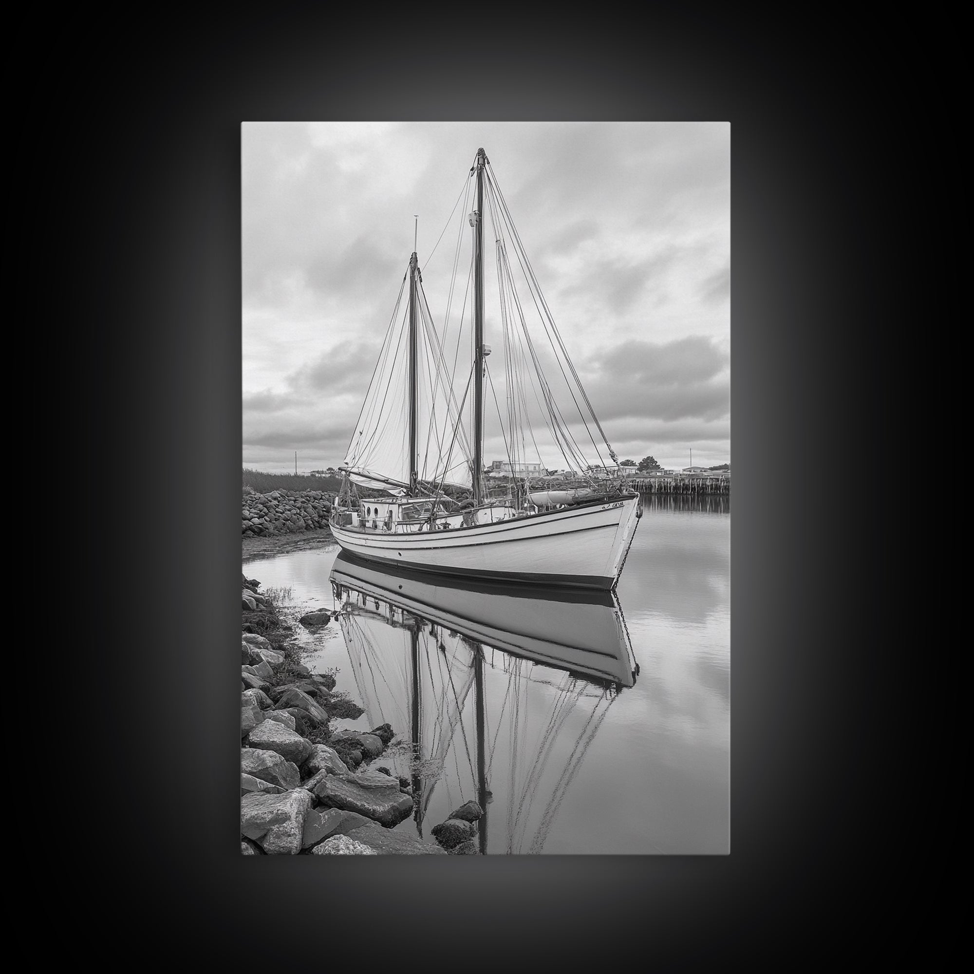 Sailboat Reflection, Harbor Calm, Nautical Scene, Canvas Print, Coastal Wall Art, Beach House Decor, Ocean Photography, Bathroom Art