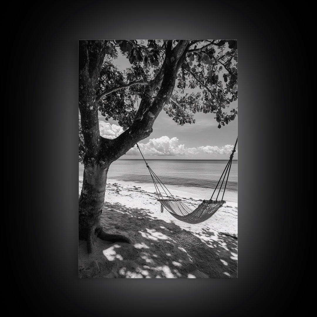 Hammock Relaxation, Beach Shade, Seaside Breeze, Canvas Print, Boho Bedroom Wall Art, Coastal Calm Tropical Home Decor