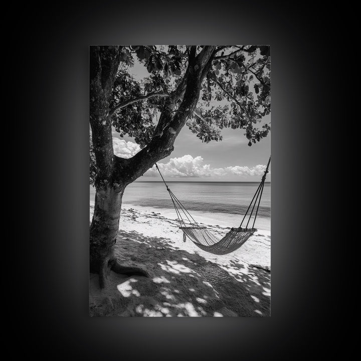 Hammock Relaxation, Beach Shade, Seaside Breeze, Canvas Print, Boho Bedroom Wall Art, Coastal Calm Tropical Home Decor