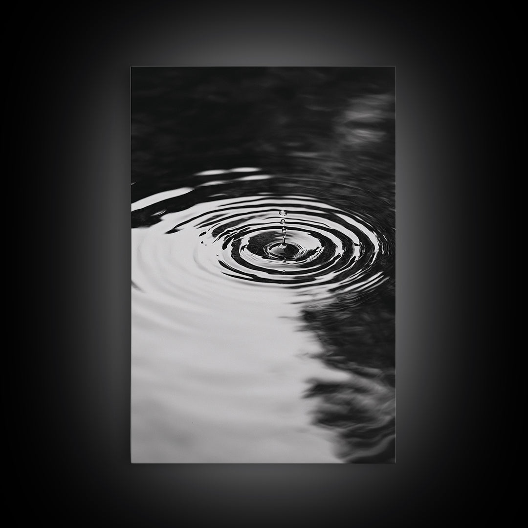 Ripple Effect, Water Drop, Zen Wall Art, Minimalist Black and White, Canvas Print, Bathroom Decor, Tranquil Art, Meditation Room Art
