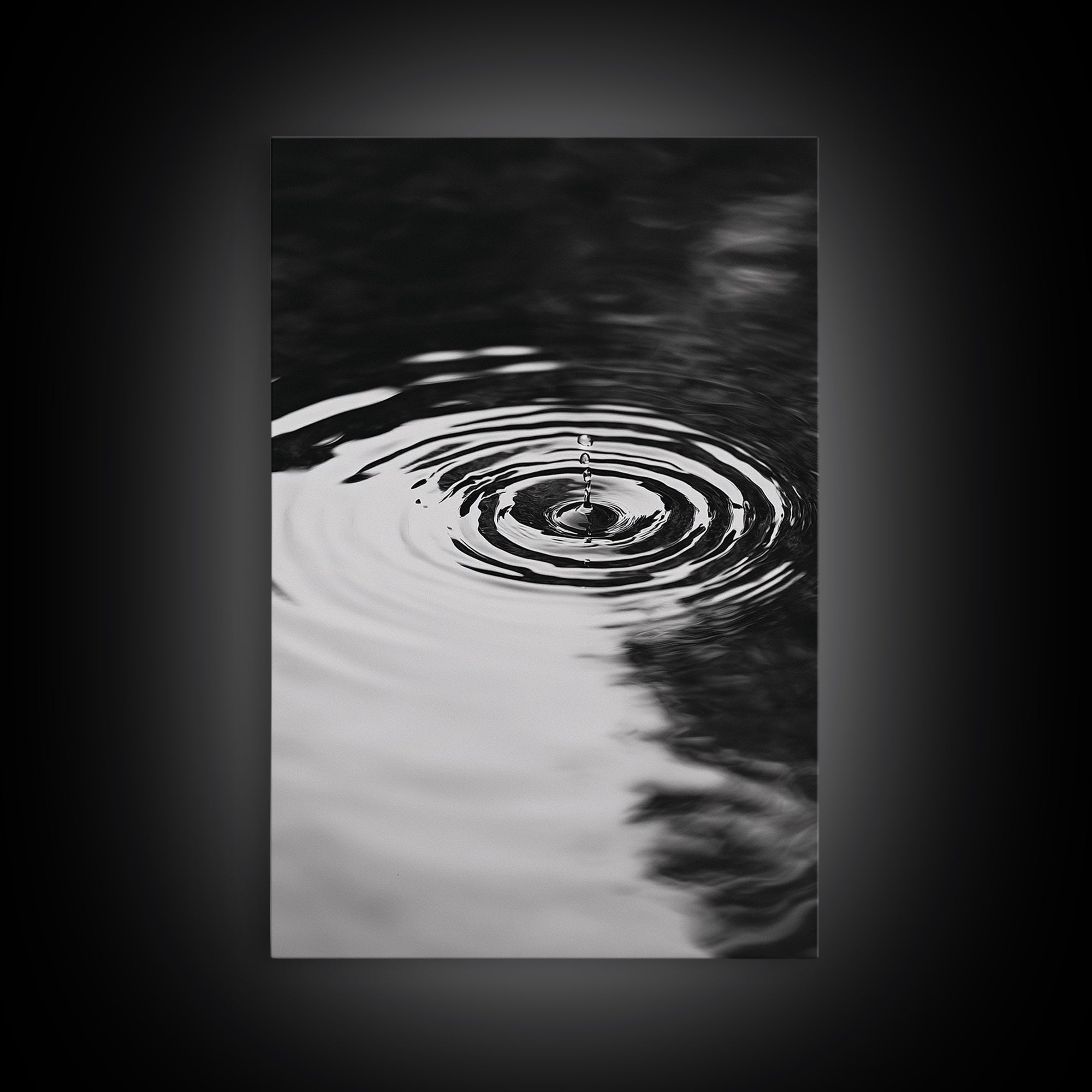 Ripple Effect, Water Drop, Zen Wall Art, Minimalist Black and White, Canvas Print, Bathroom Decor, Tranquil Art, Meditation Room Art