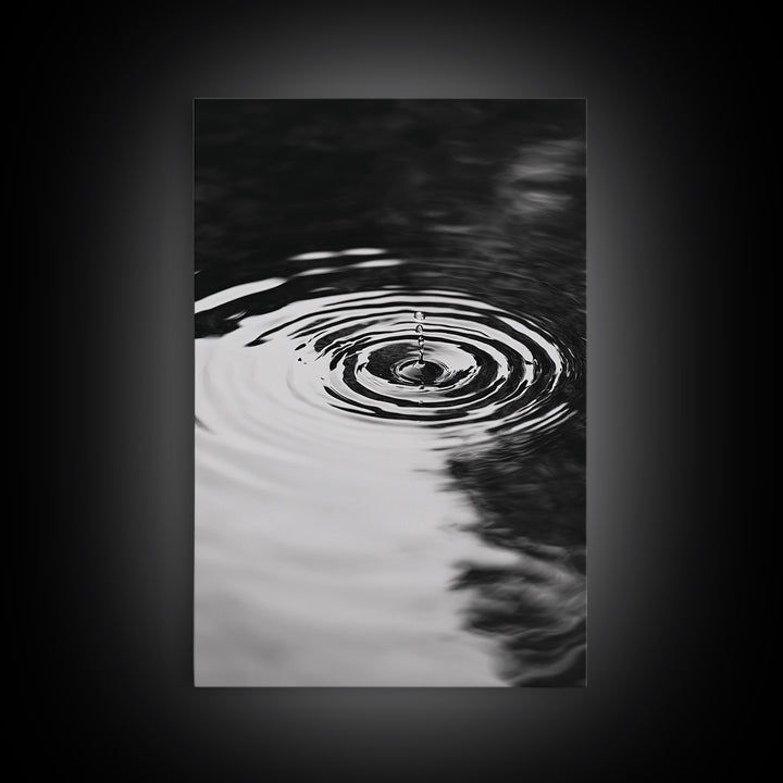 Ripple Effect, Water Drop, Zen Wall Art, Minimalist Black and White, Canvas Print, Bathroom Decor, Tranquil Art, Meditation Room Art