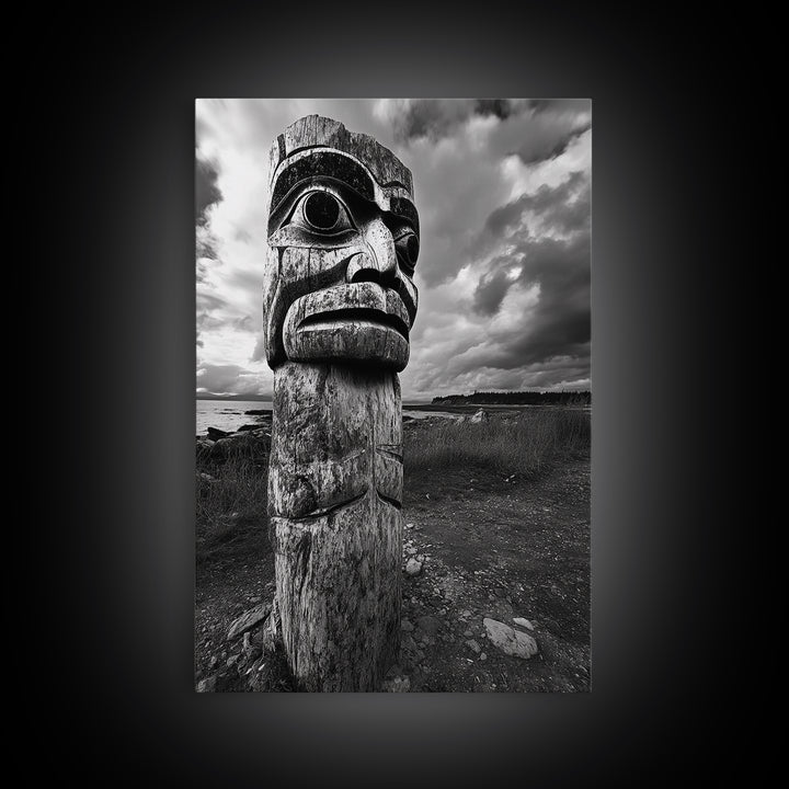 Tribal Totem, Ancient Spirit, Cultural Power, Canvas Print, Rustic Wall Art, Boho Living Room Decor, Ethnic History Accent