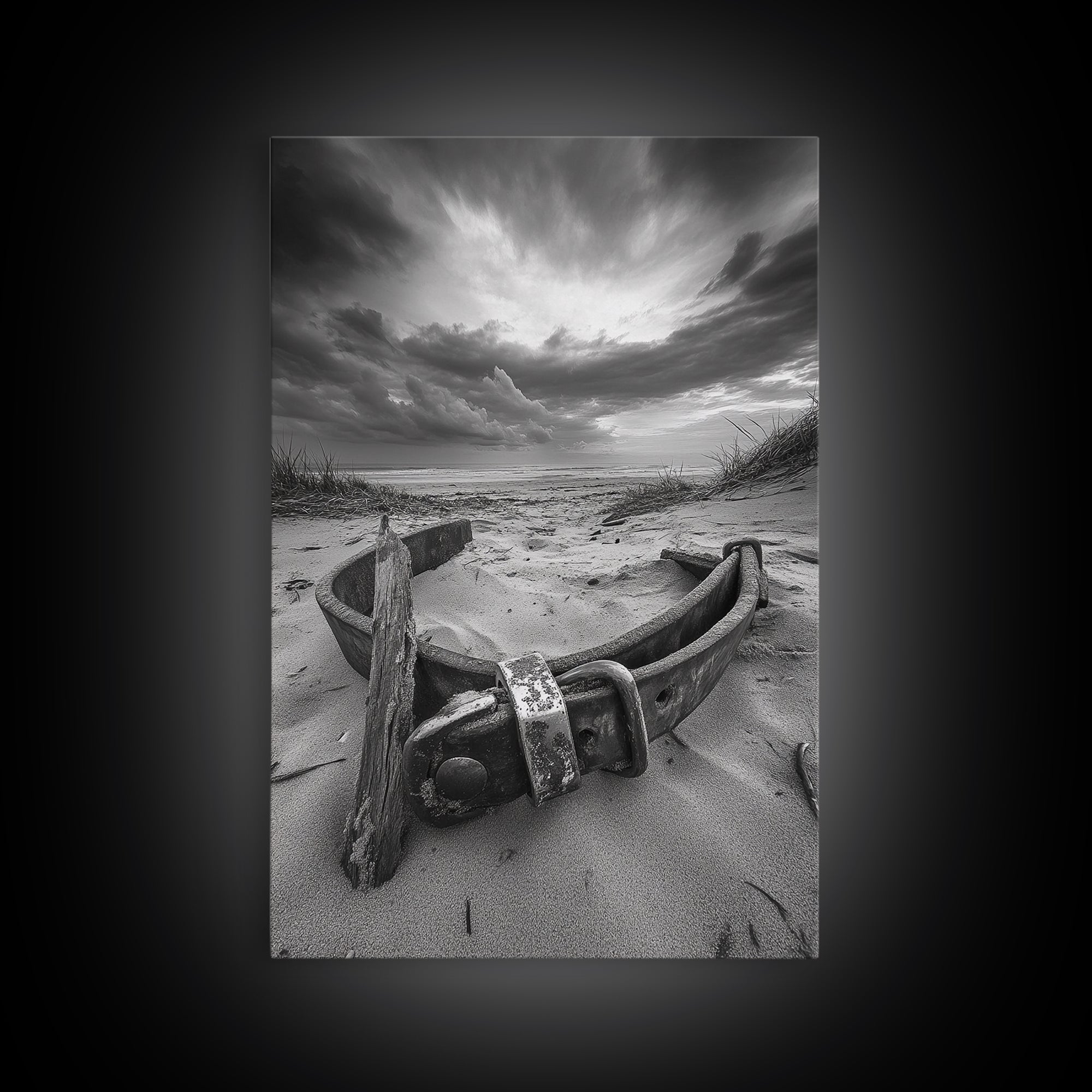 Coastal Relic, Rustic Sand Dunes, Weathered Wood, Canvas Print, Beach House Wall Art, Moody Ocean Decor, Fall Home Styling