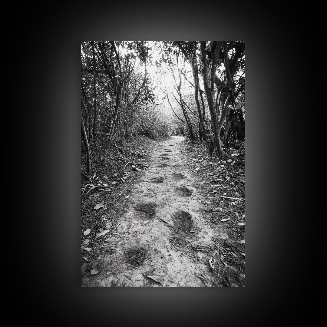 Forest Trail Path, Woodland Escape, Nature Walk, Adventure Art, Framed Canvas Print, Office Wall Decor, Autumn Vibes, Rustic Nature Style