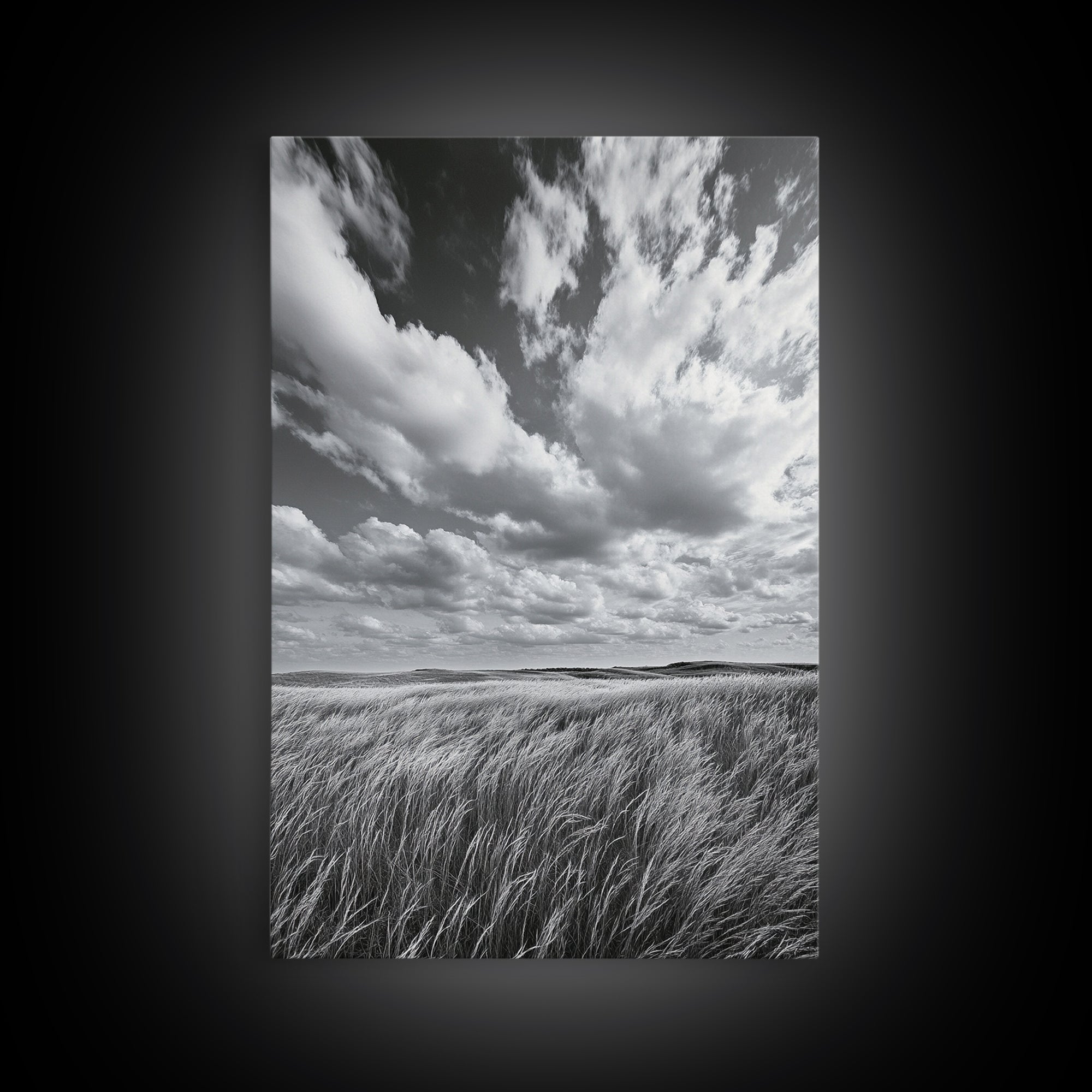 Open Sky Fields, Windy Prairie, Moody Nature Sky, Rustic Landscape, Canvas Print, Bedroom Wall Art, Fall Countryside, Boho Nature Decor