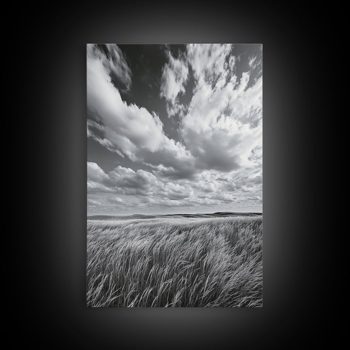 Open Sky Fields, Windy Prairie, Moody Nature Sky, Rustic Landscape, Canvas Print, Bedroom Wall Art, Fall Countryside, Boho Nature Decor