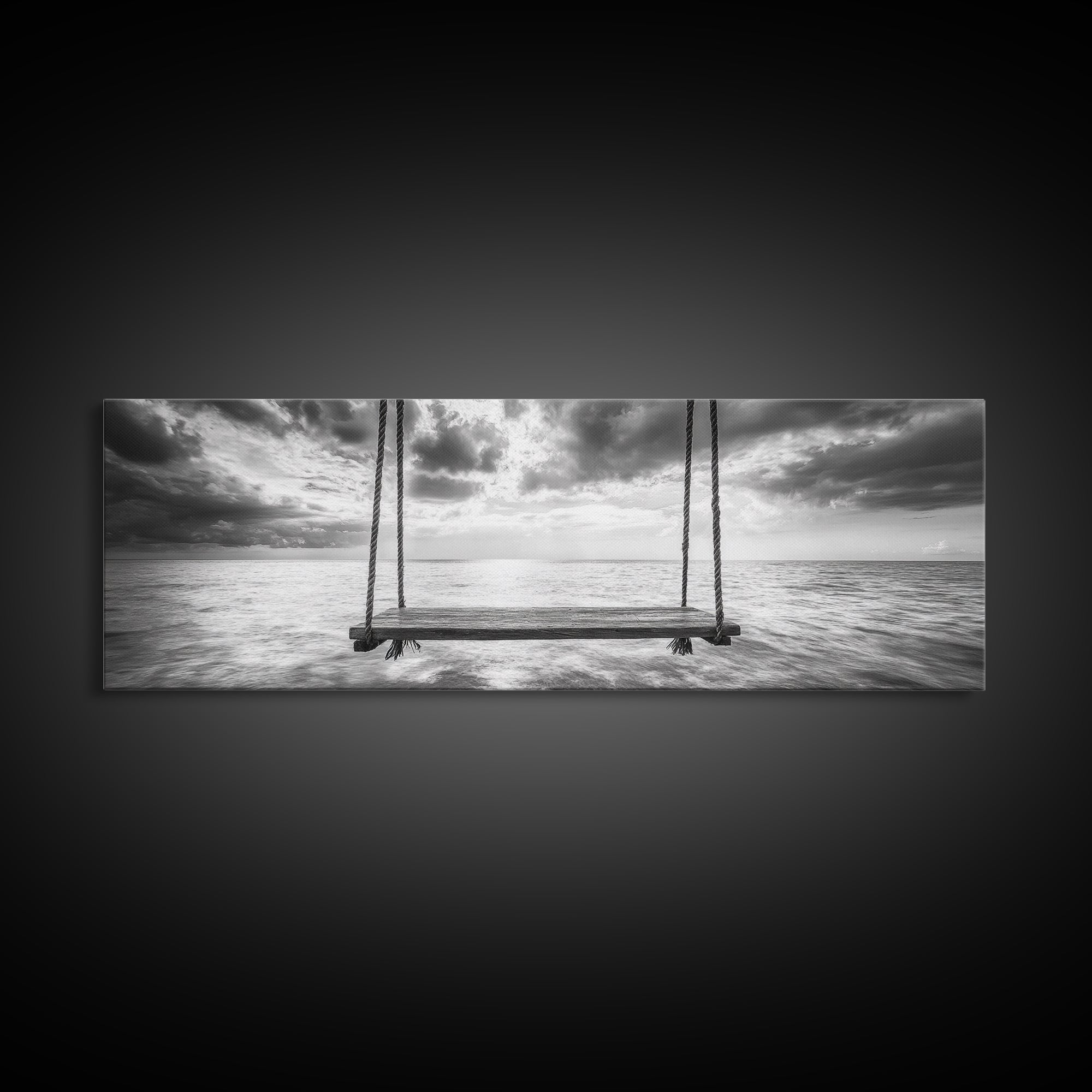 Ocean Swing View, Serene Seascape Art, Minimalist Beach Wall Decor, Framed Canvas Print, Bedroom Art, Calm Coastal Photography