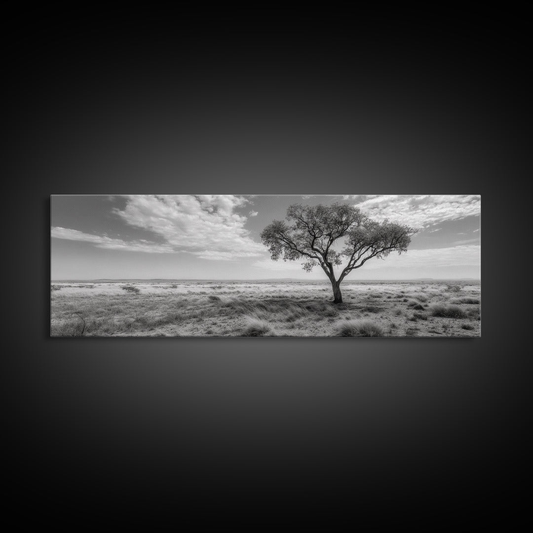 Desert Tree, Solitude Scene, Nature Photography, Framed Canvas Print, Minimalist Tree Art, Bedroom Wall Decor, Neutral Landscape Art
