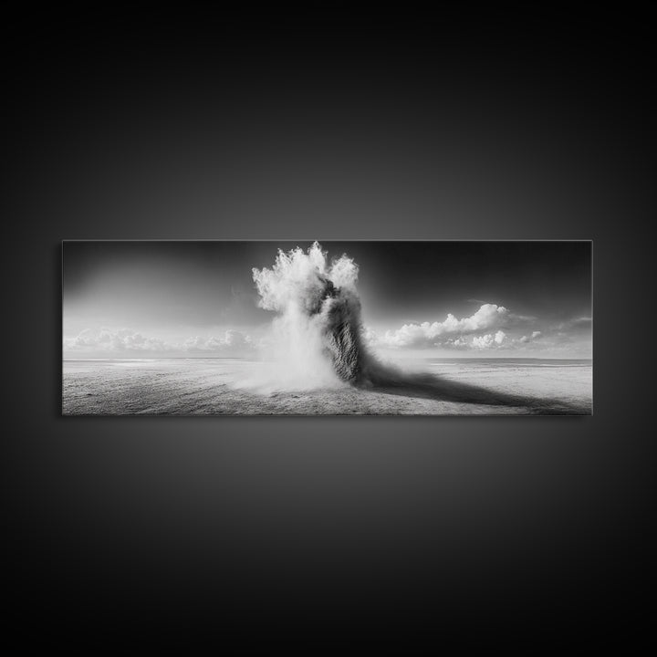 Sand Eruption, Desert Energy, Dust Storm, Framed Canvas Print, Modern Abstract Art, Office Wall Art, Dynamic Nature Photography