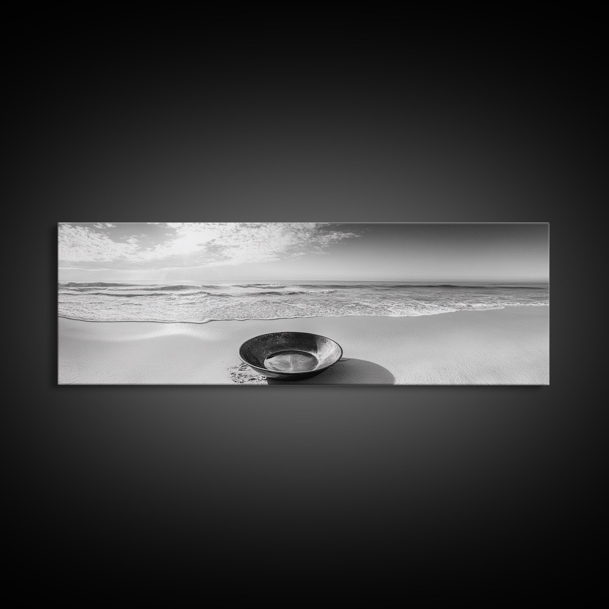 Ocean Bowl, Minimalist Beach, Solitude Shoreline, Canvas Print, Coastal Decor, Neutral Tones, Living Room Art, Bathroom Wall Art