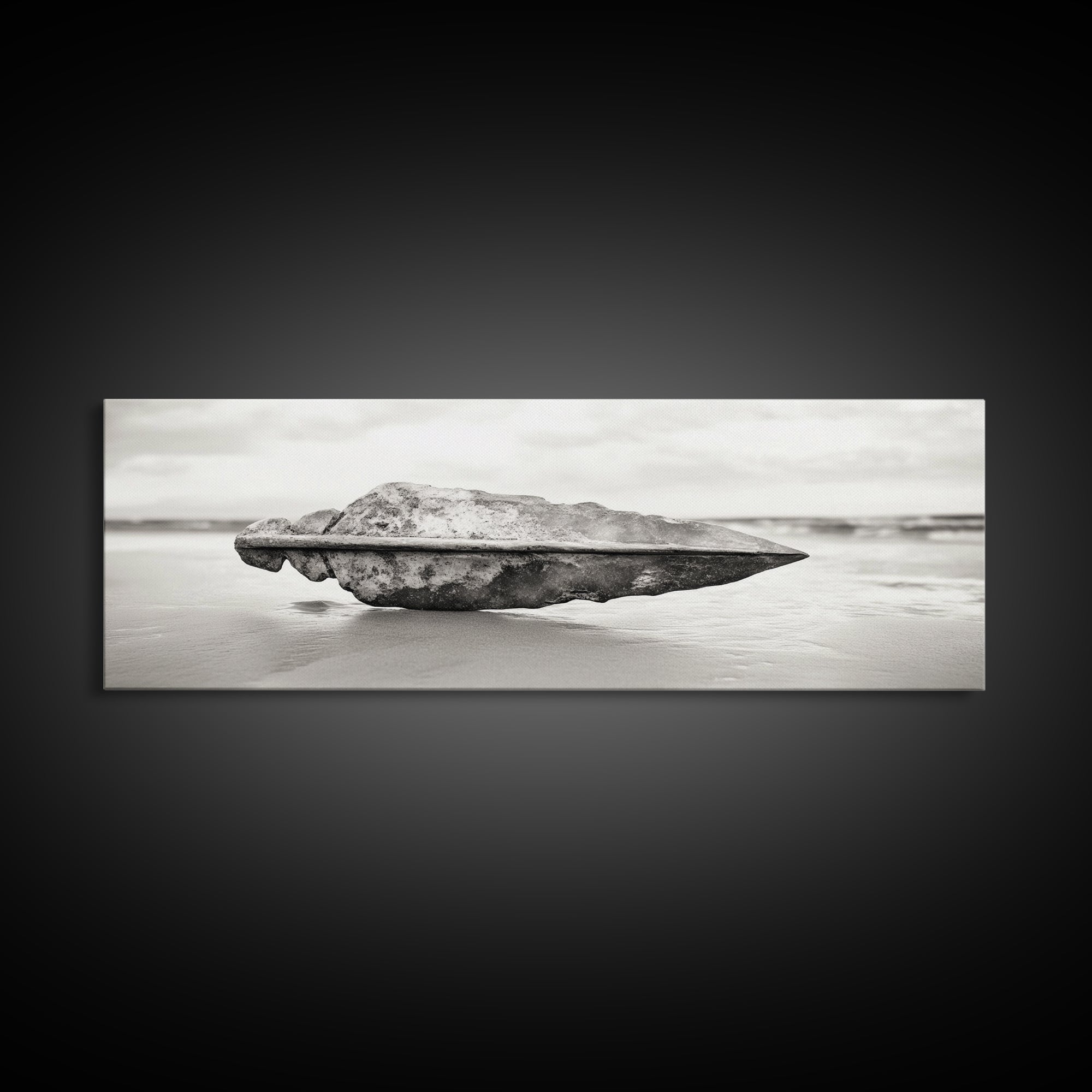 Beach Stone, Ancient Relic, Coastal Detail, Canvas Print, Minimalist art, Bathroom wall decor, Boho style, Neutral home aesthetic