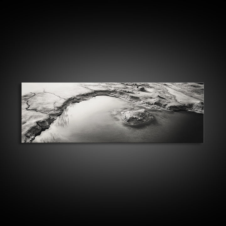 Minimalist Pond, Earth Texture, Fine Art Landscape, Framed Canvas Print, Neutral Wall Decor, Bathroom Wall Art, Modern Earthy Tones