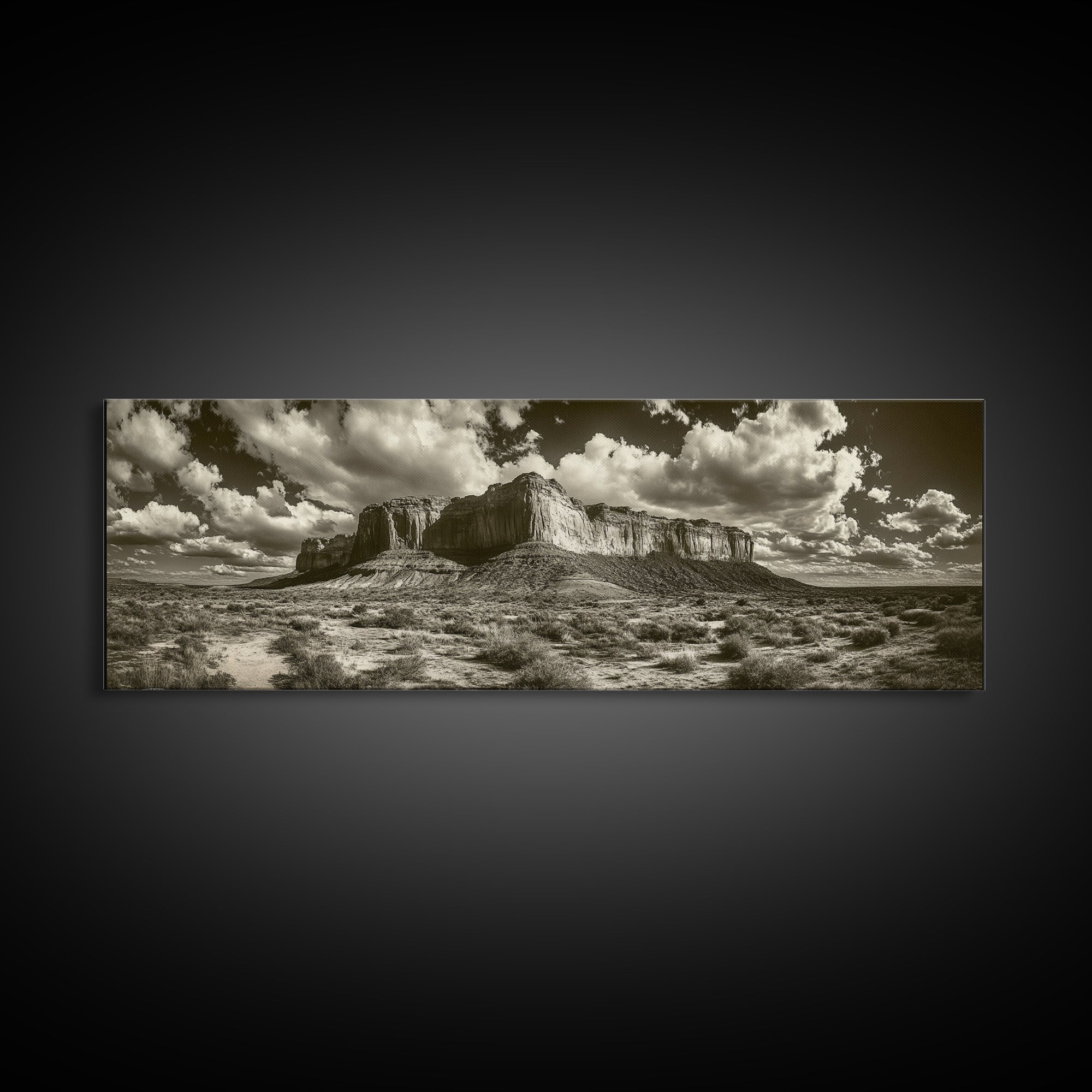 Desert Plateau, Cloudscape Drama, Western Landscape, Large Wall Art, Canvas Print, Rustic Home Decor, Minimalist Nature Art, Office Wall Decor