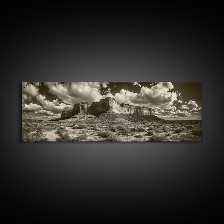 Desert Plateau, Cloudscape Drama, Western Landscape, Large Wall Art, Canvas Print, Rustic Home Decor, Minimalist Nature Art, Office Wall Decor