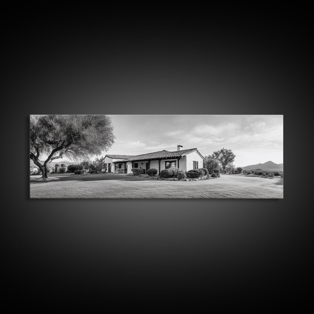 Spanish Ranch, Desert Landscape, Tranquil Home, Canvas Print, Southwestern Wall Art, Neutral Tones, Living Room Decor, Rustic Home Style