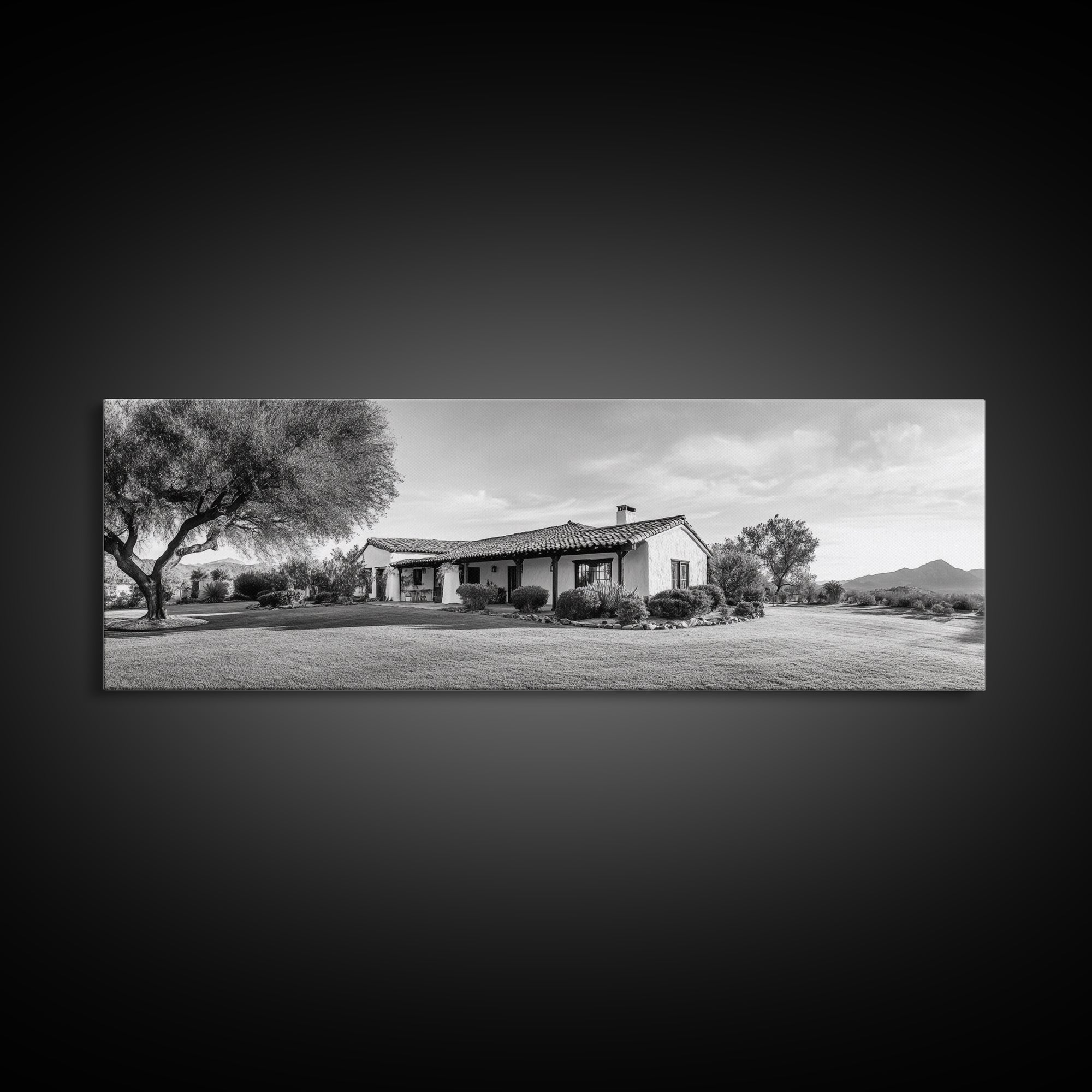 Spanish Ranch, Desert Landscape, Tranquil Home, Canvas Print, Southwestern Wall Art, Neutral Tones, Living Room Decor, Rustic Home Style