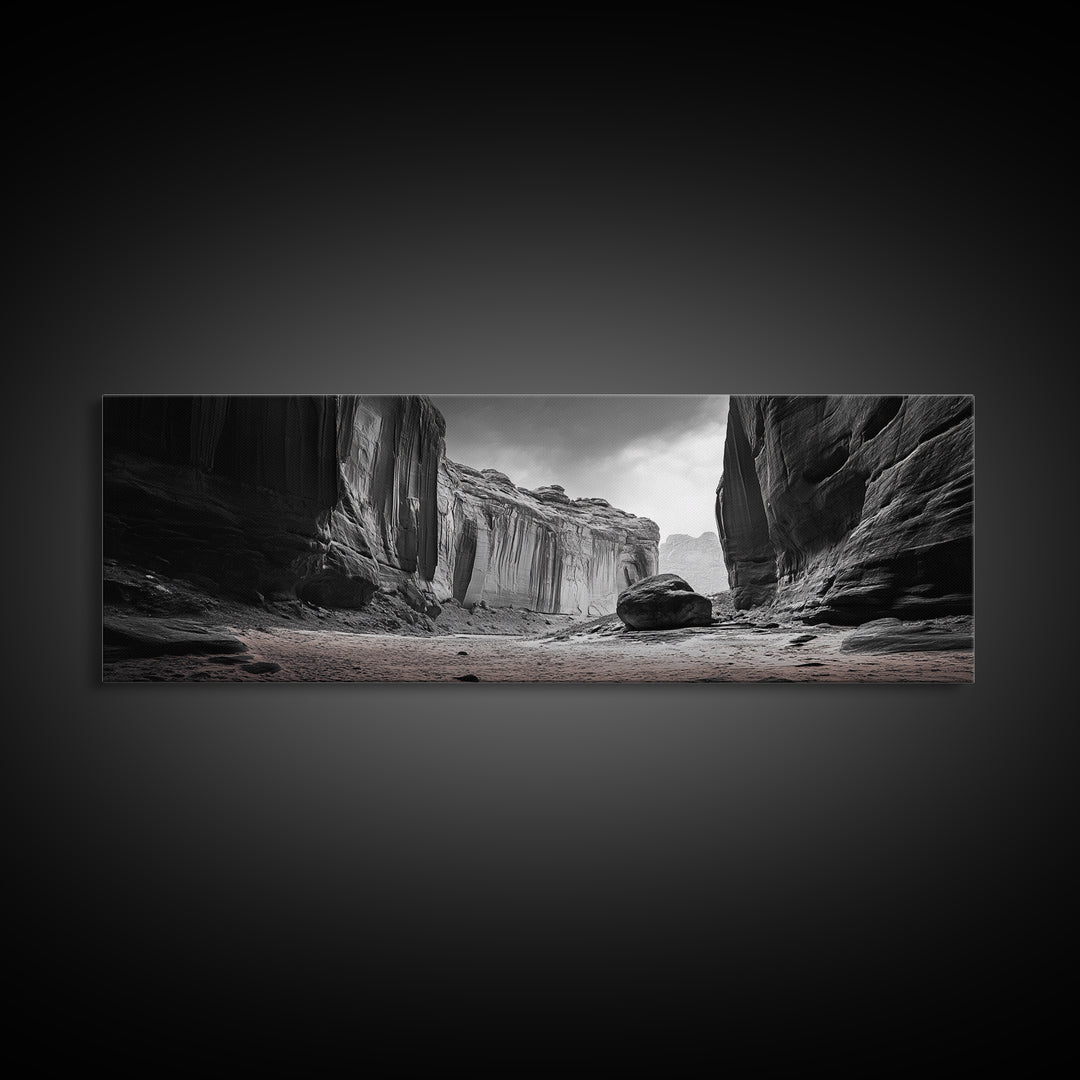 Desert Canyon Walls, High Contrast, Natural Monument, Canvas Print, Office Wall Art, Moody Modern Decor, Wilderness Photography
