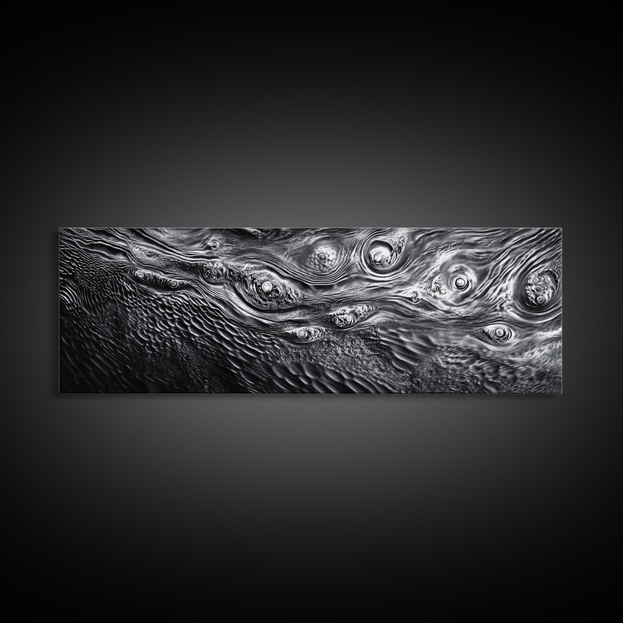 Liquid Texture Waves, Abstract Water Photography, Monochrome Art, Framed Canvas Print, Modern Living Room Wall Art, Nature-Inspired Decor