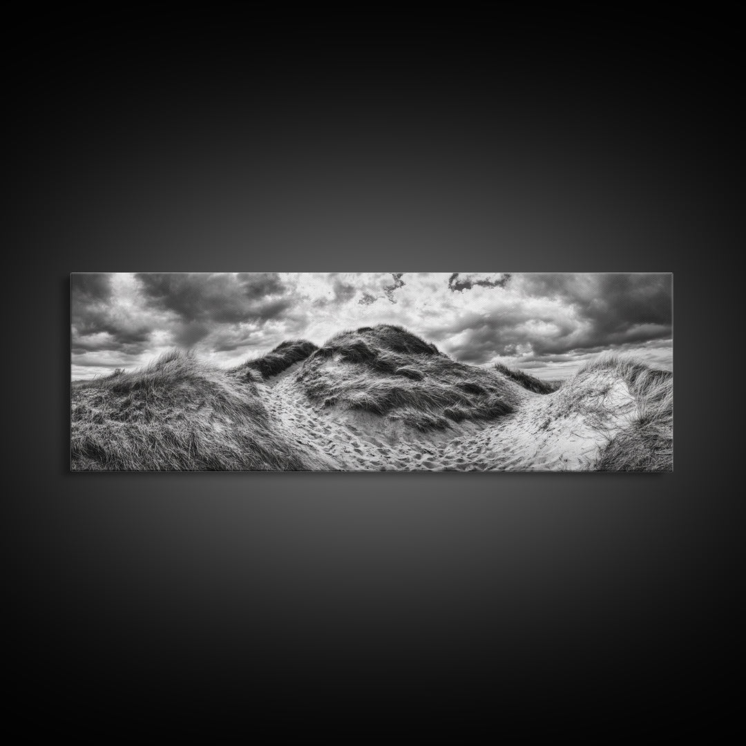 Windswept Dune Trail, Dramatic Sky, Nature Path, Beach Landscape, Framed Canvas Print, Rustic Wall Art, Fall Decor, Bedroom Art, Boho Vibes