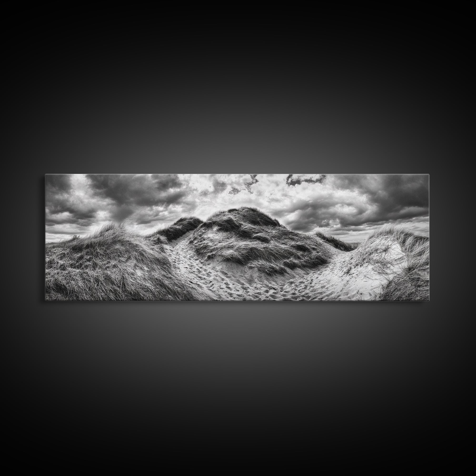 Windswept Dune Trail, Dramatic Sky, Nature Path, Beach Landscape, Framed Canvas Print, Rustic Wall Art, Fall Decor, Bedroom Art, Boho Vibes