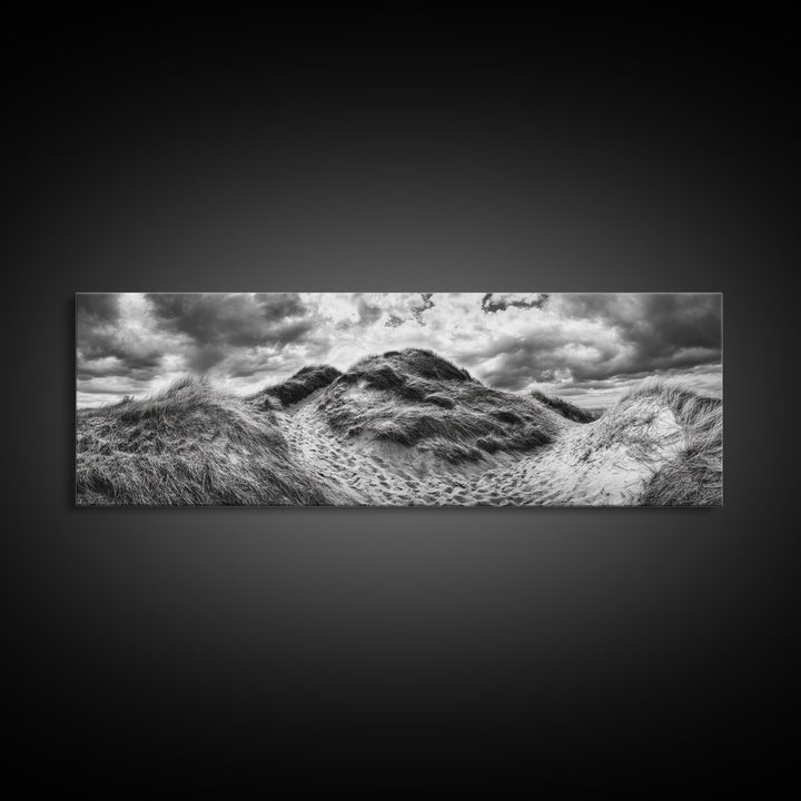 Windswept Dune Trail, Dramatic Sky, Nature Path, Beach Landscape, Framed Canvas Print, Rustic Wall Art, Fall Decor, Bedroom Art, Boho Vibes