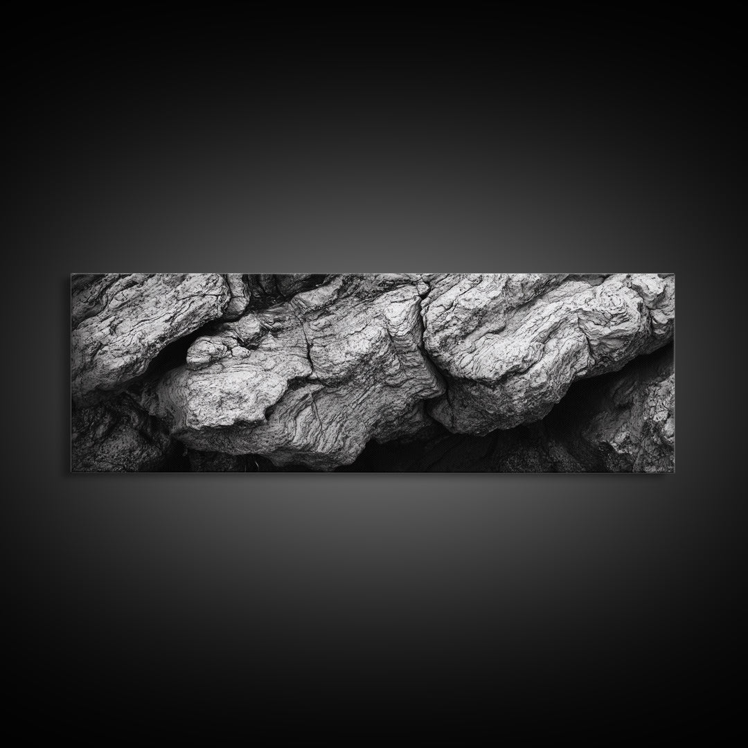 Textured Rock, Earth Tones, Natural Abstract, Framed Canvas Print, modern rustic decor, living room wall art, organic texture, neutral tones