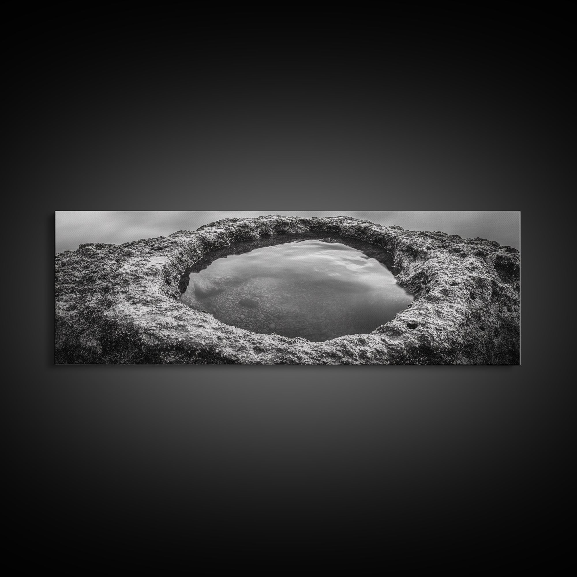 Tidal Pool Rock, Ocean Reflection, Earth Texture, Canvas Print, Zen Bathroom Wall Art, Natural Element Decor, Minimalist Photography