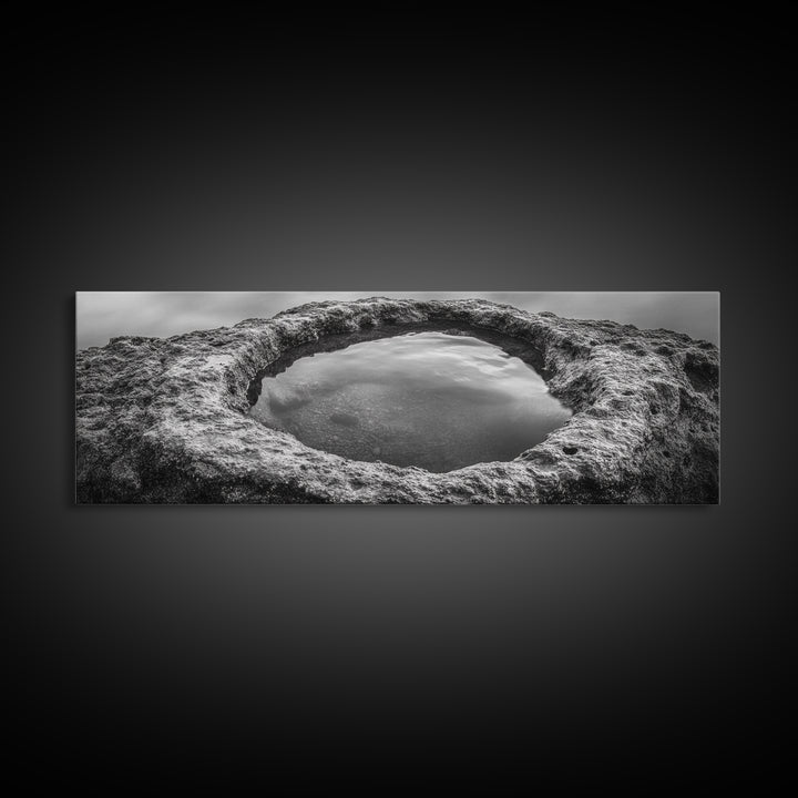 Tidal Pool Rock, Ocean Reflection, Earth Texture, Canvas Print, Zen Bathroom Wall Art, Natural Element Decor, Minimalist Photography