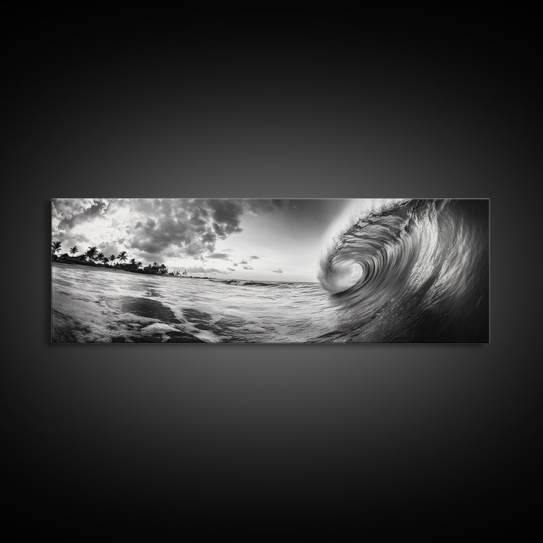 Barrel Wave Curl, Surfer's Dream, Ocean Power, Framed Canvas Print, Coastal Wall Art, Beach House Decor, Surf Photography