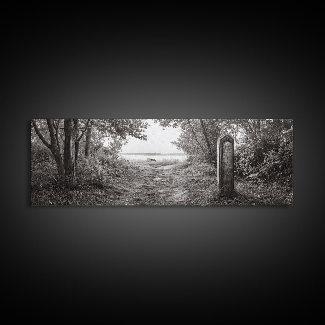 Forest Edge Trail, Nature Path Print, Sepia Photography, Cozy Autumn Vibes, Canvas Print, Entryway or Hallway Wall Art