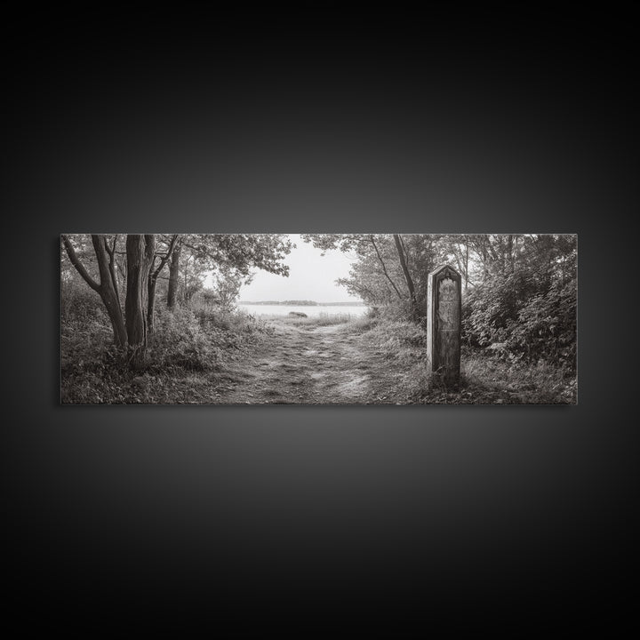 Forest Edge Trail, Nature Path Print, Sepia Photography, Cozy Autumn Vibes, Canvas Print, Entryway or Hallway Wall Art