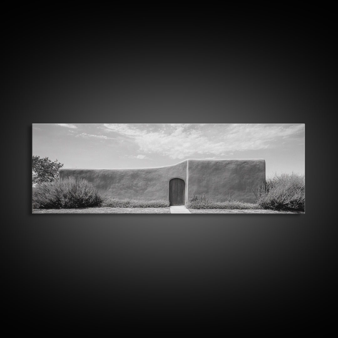 Desert Adobe, Minimal Wall, Architecture Photography, Black and White Art, Framed Canvas Print, Southwestern Decor, Entryway Wall Art